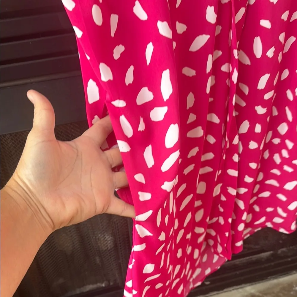 UMGEE Boutique Hot Pink and White Women's Hi Low v neck shift dress spring - Image 5