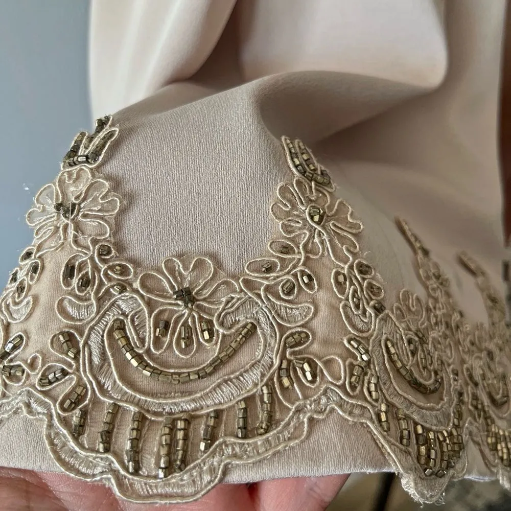 Vintage Jill Paige Beaded Blazer Champagne Embroidered Formal Jacket M - Image 5