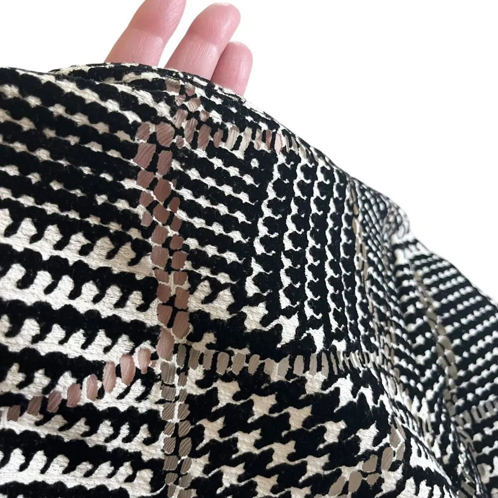 Katharine Kidd Black Tweed Houndstooth Plaid Faux Fur Trim Top Women’s Size 6 - Image 4