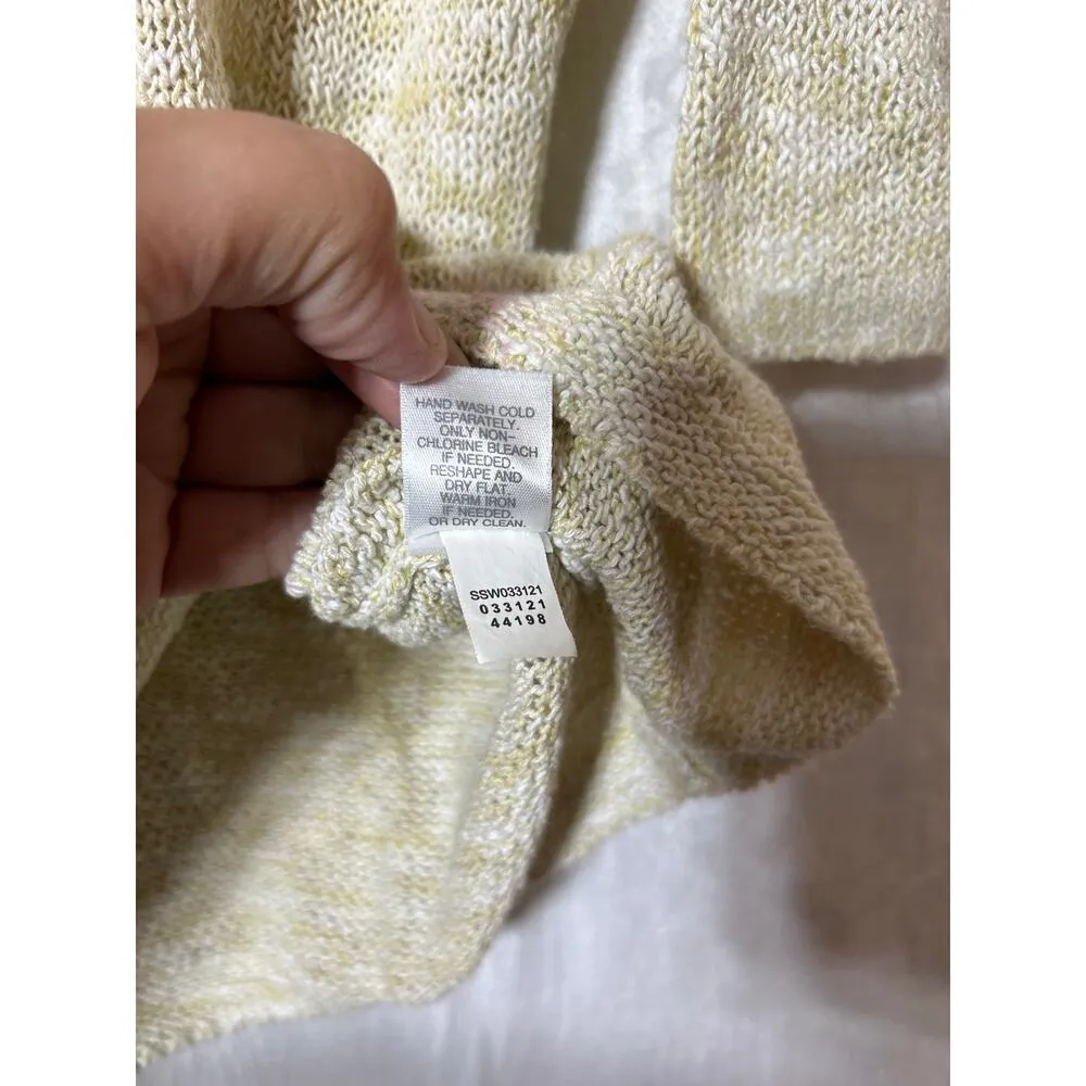 PureJill J Jill Sweater Small Beige Open Knit Cotton Asymmetric Tan - Image 8