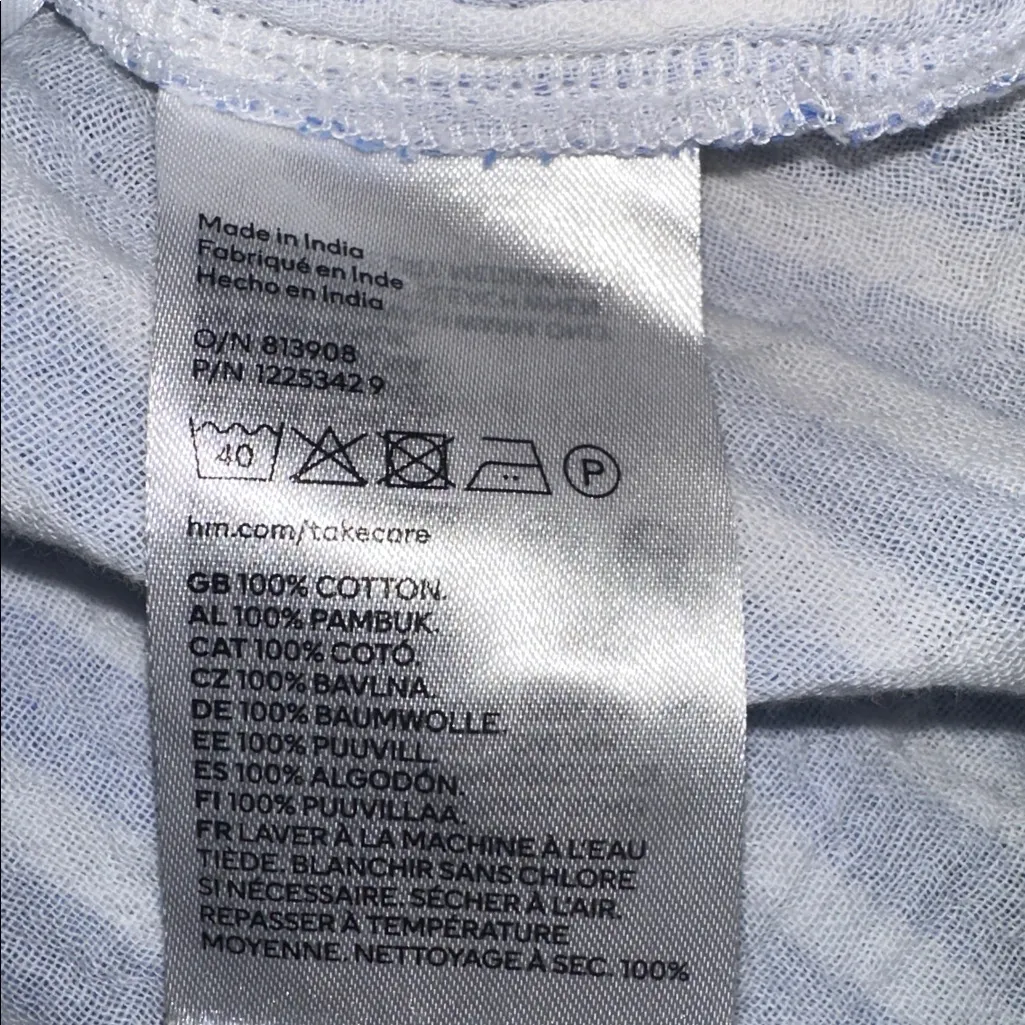 H&M Light Blue and White Striped Dress size medium - Image 4