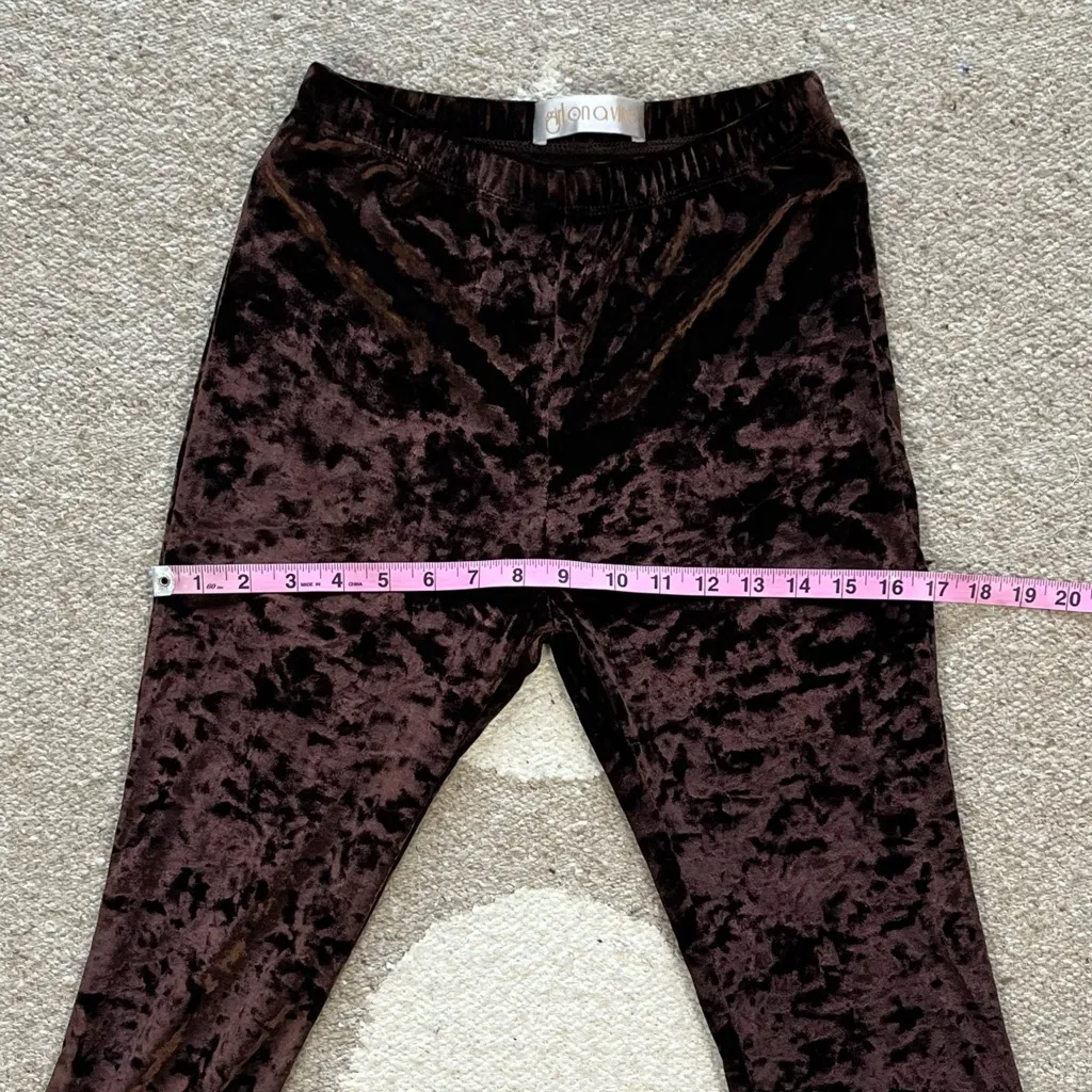 Girl On A Vine Me and Bobby McGee Velvet Flare Pants Cocoa Brown Size XXS - Image 4