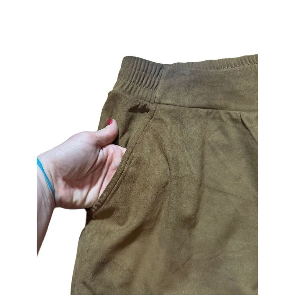 NWT Soft Surroundings Estancia Faux Suede Jogger Ankle Saddle Brown Sz PXL - Image 11