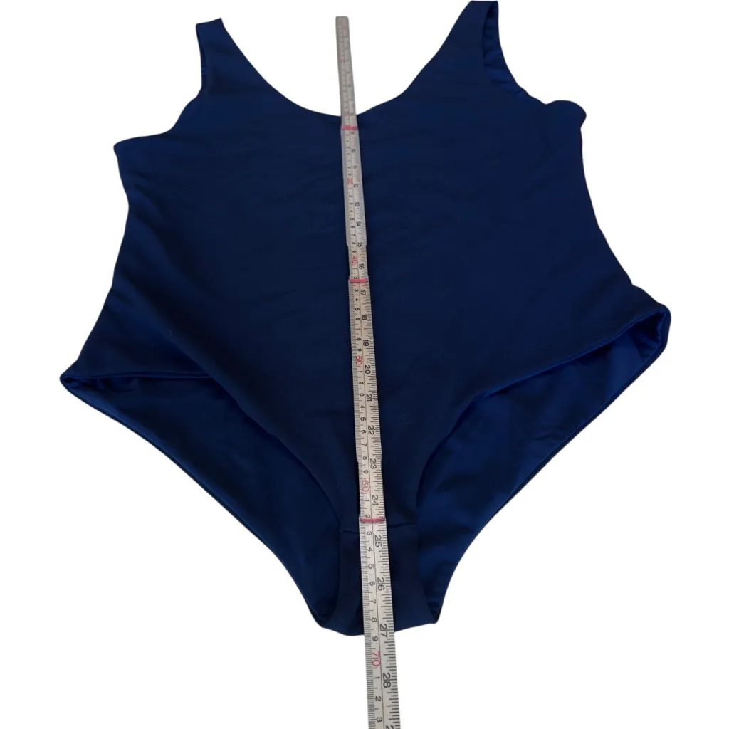 Kittenish Navy Blue Scoop Neck One Piece Swimsuit Large Minimalist Capsule EUC - Image 3