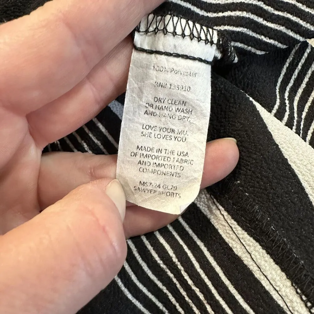 Sawyer Short Women S Black White Striped Crepe High Rise Flowy - Image 5