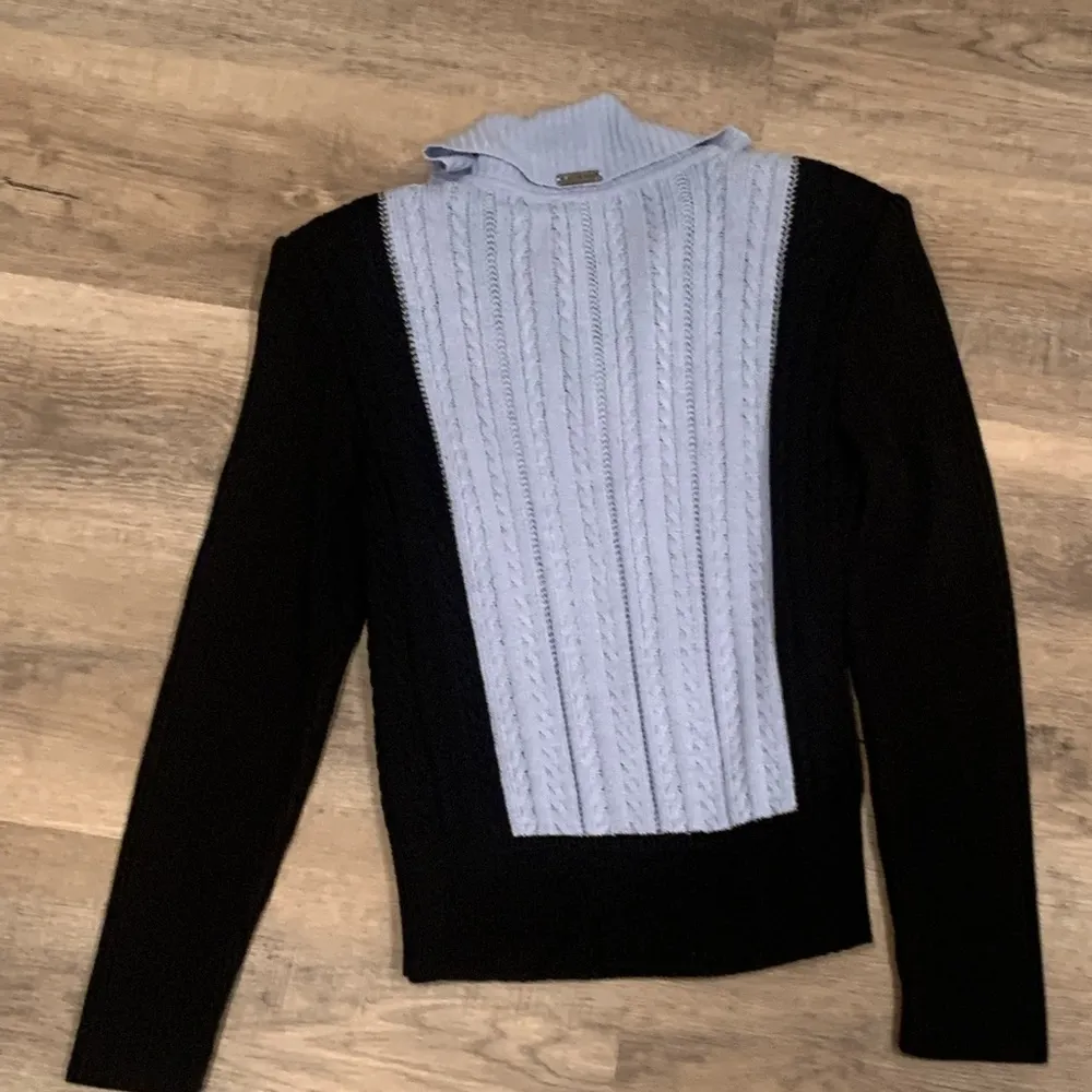 St.John Sport by Marie Gray Cardigan Sweater Navy blue and light blue Knit ZipUp - Image 5