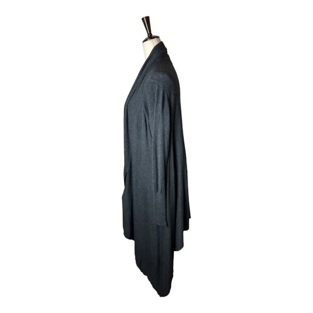 Ted Baker London Charcoal Gray Kristo Waterfall‎ Asymmetric Cardigan Sweater 8 - Image 6