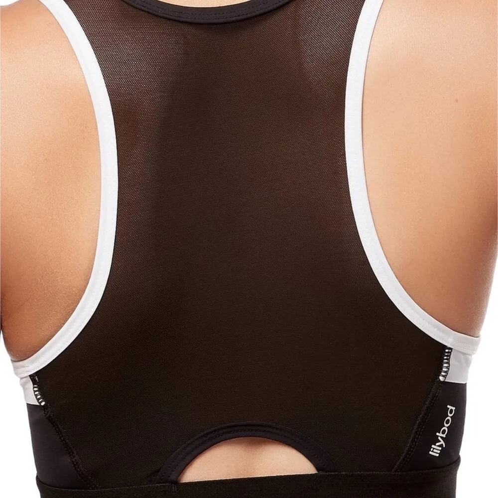 NEW Lilybod XS Petta Color Block High Neck Racerback Sports Bra Black White - Image 11