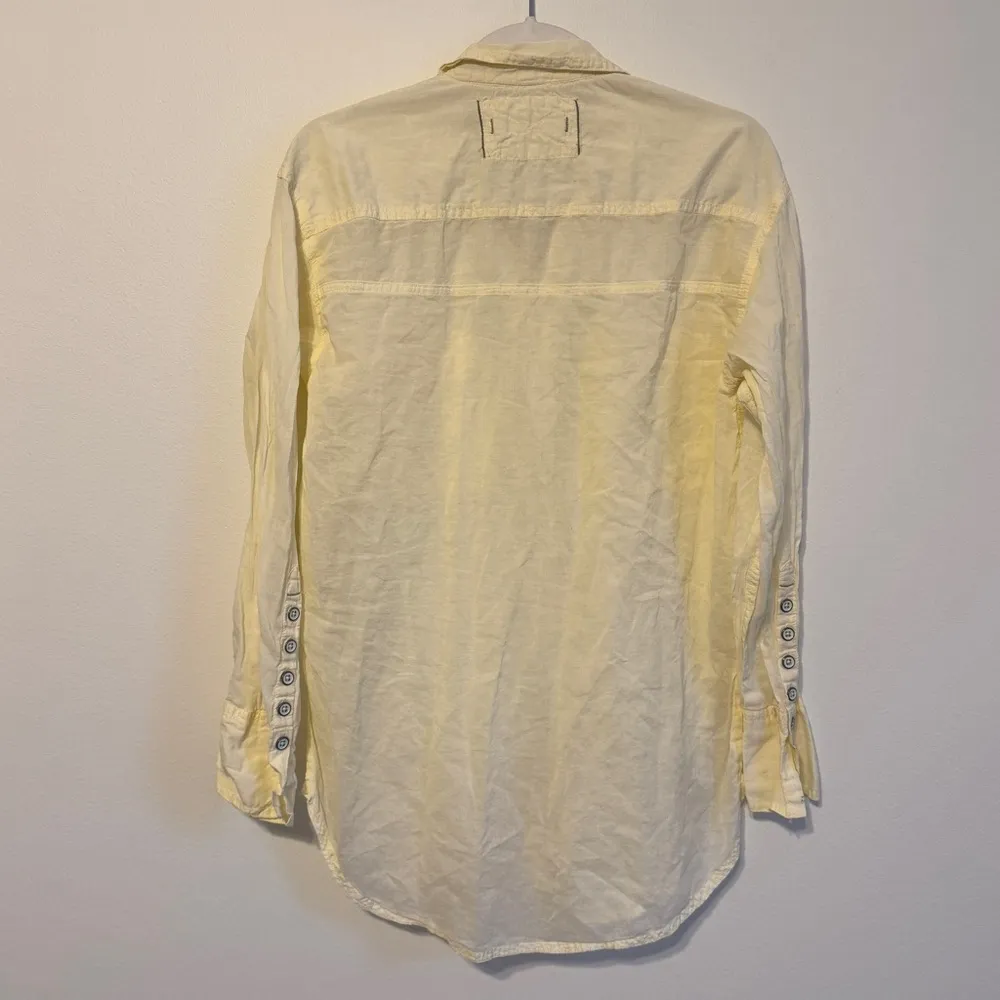 Free People We The Free Sheer Luck Shirt Button-up Top Size Small Yellow - Image 8