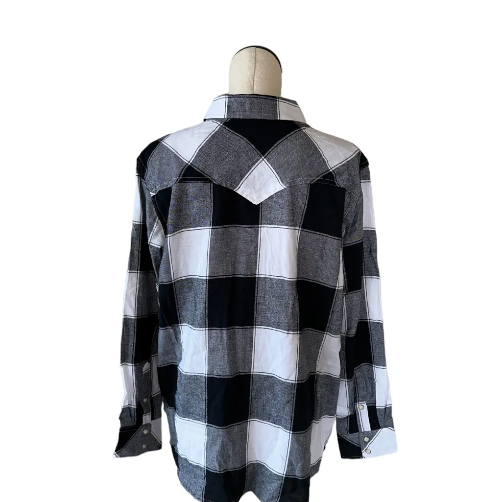 NWT Wrangler retro Flannel western snap long sleeve Buffalo plaid shirt - Image 6