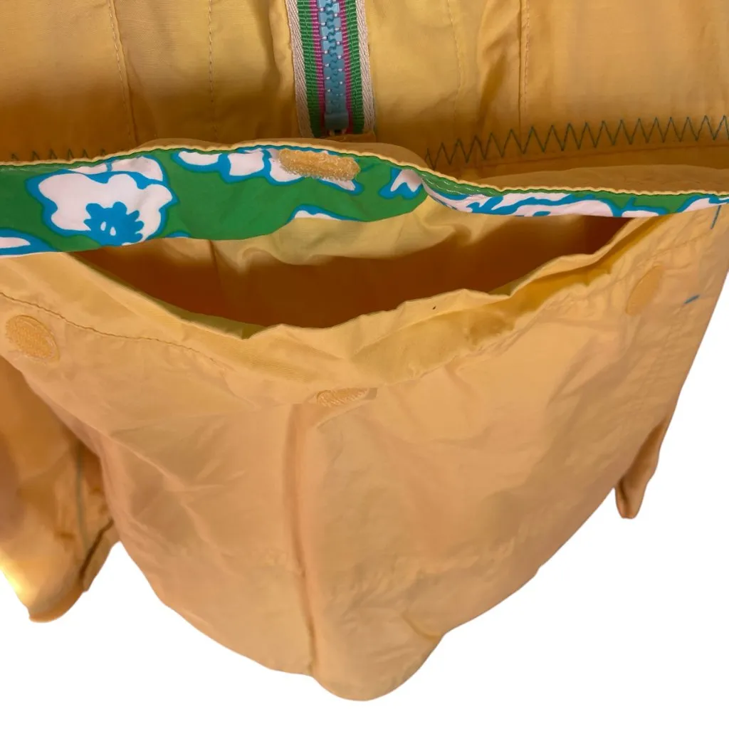 Lands' End yellow and blue lined long sleeve hooded quarter zip jacket women's L - Image 5