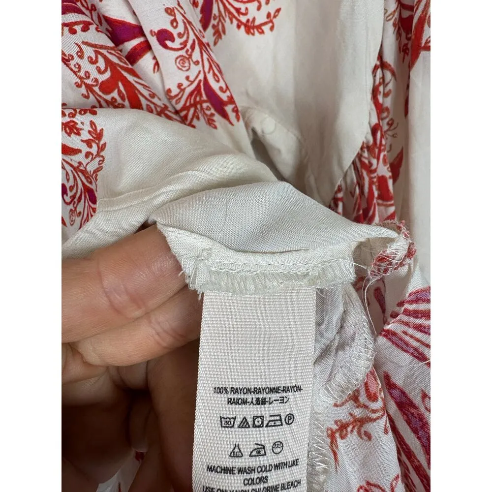 Free People Sunset Dreams Printed Tunic Size XS Ruffle Sleeve Bohemian Relaxed - Image 6