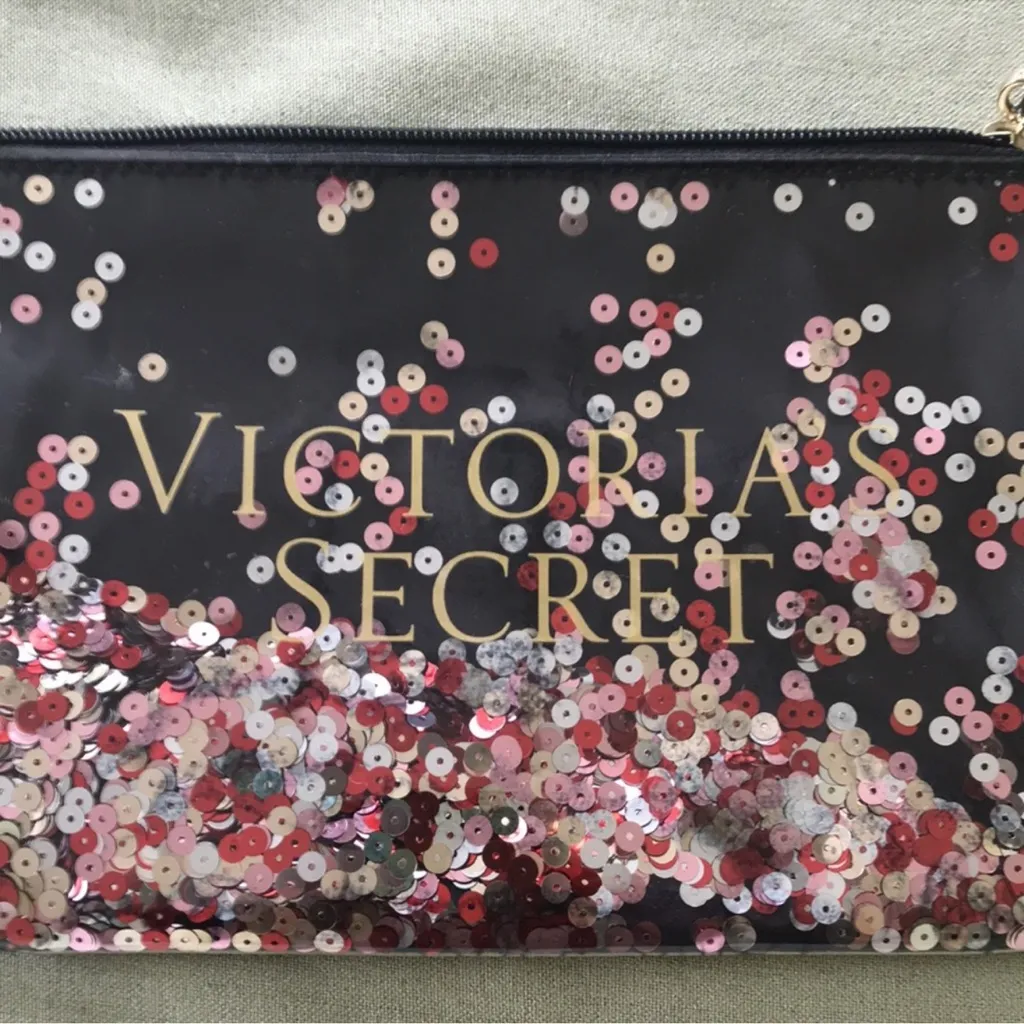 NWOT Victoria's Secret Black Red Silver Sequin Clutch Wristlet - Image 6