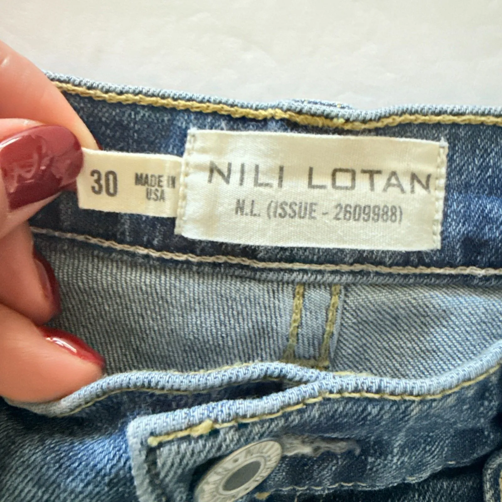 Nili Lotan Boot Cut Jean Classic Wash Cotton Blend USA Light Distressed Sz 30 Blue - Image 7