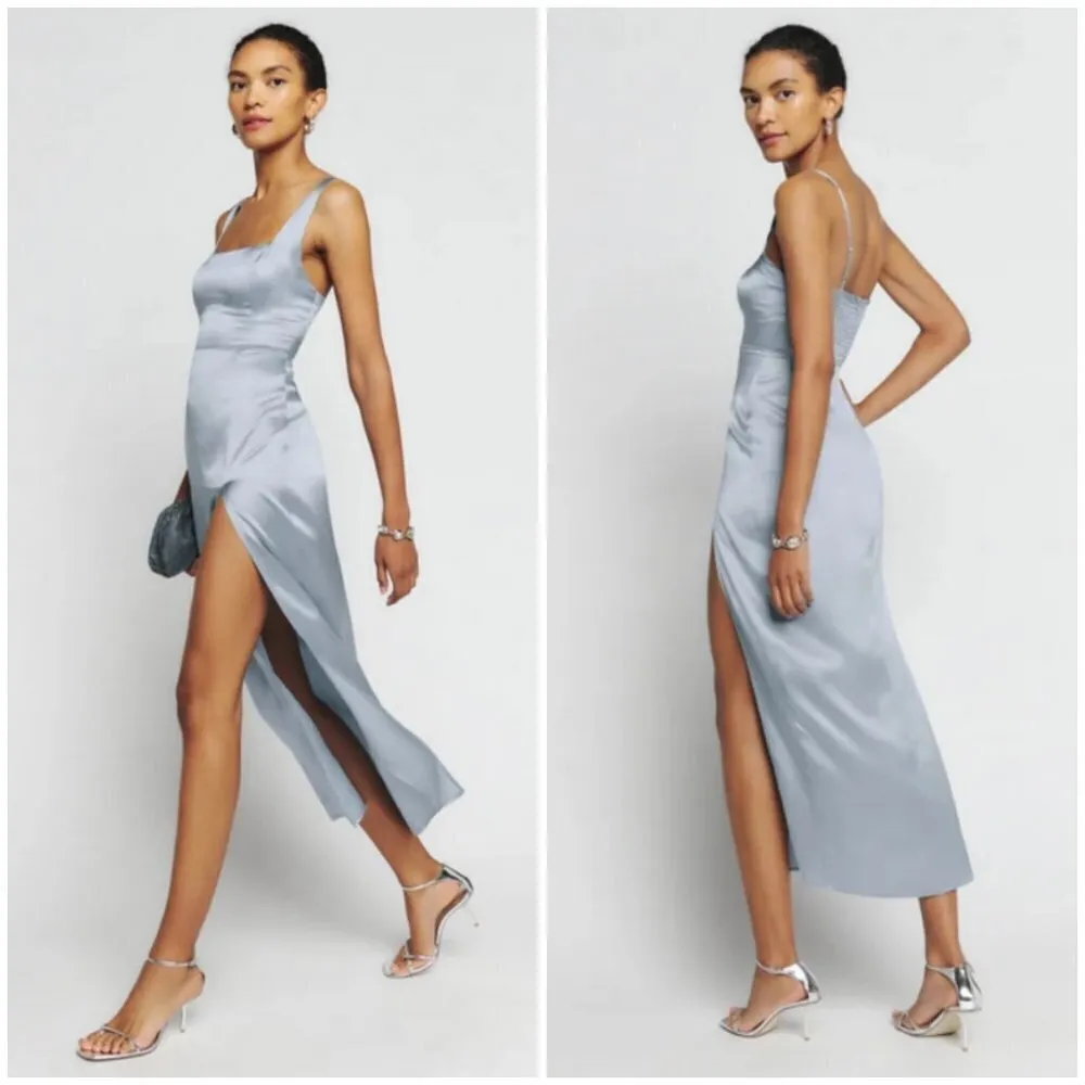 💕REFORMATION💕 Solay Silk Dress ~ Mineral 10 NWT - Image 3