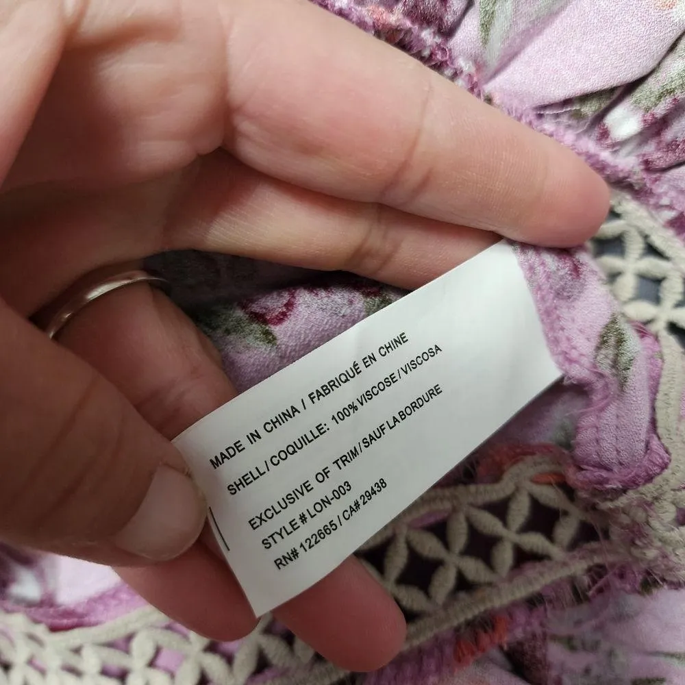 Altar'd State Orchid Floral Ruffle Hem Sleeveless Blouse Size Small - Image 8