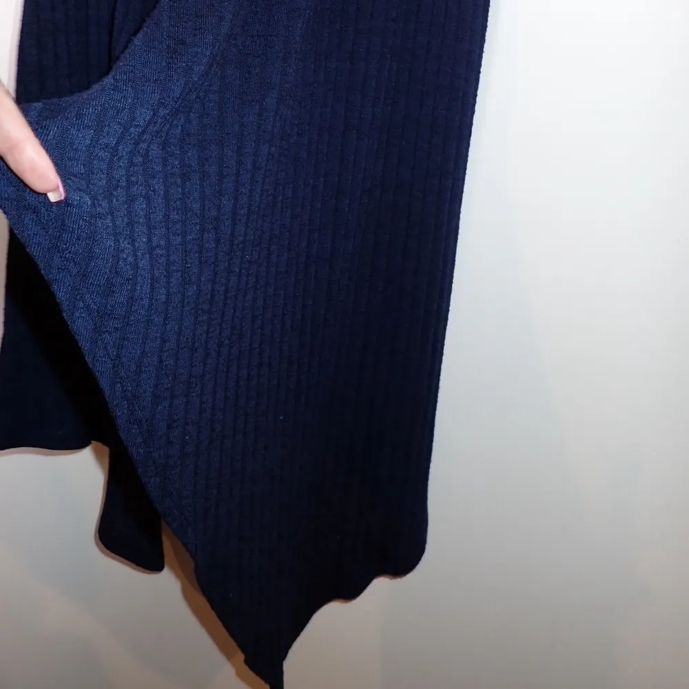 Francesca's Brand Super Soft Ribbed Waterfall Cardigan Tank Navy size L - Image 3