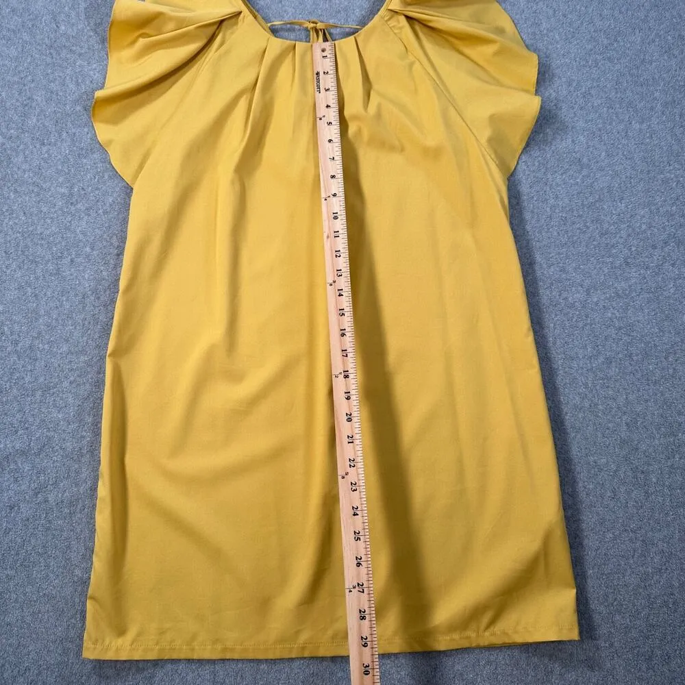 Molly Bracken Flutter Sleeve Mini Dress Women's Large Yellow Round Neck Tie Back - Image 4