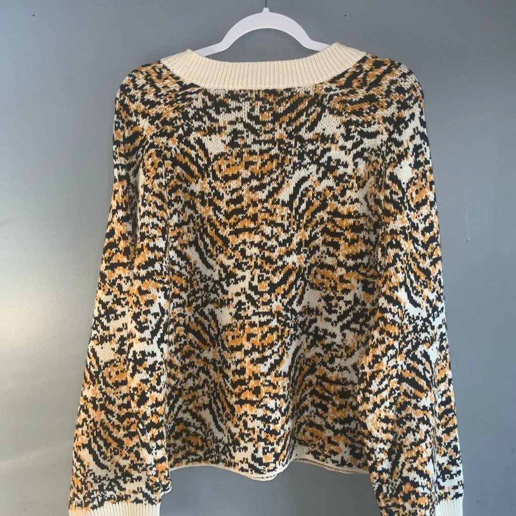 Rachel Comey Cream Black & Yellow Tiger Animal Print Round Neck Sweater L - Image 8