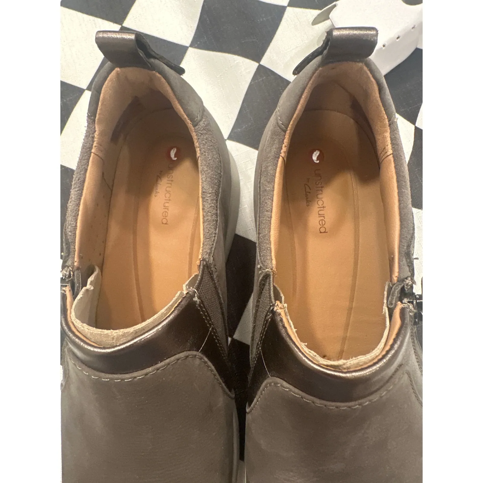 Clarks Unstructured Taupe Leather Slip On Loafers NEW Shoes Women's Size 6M - Image 5