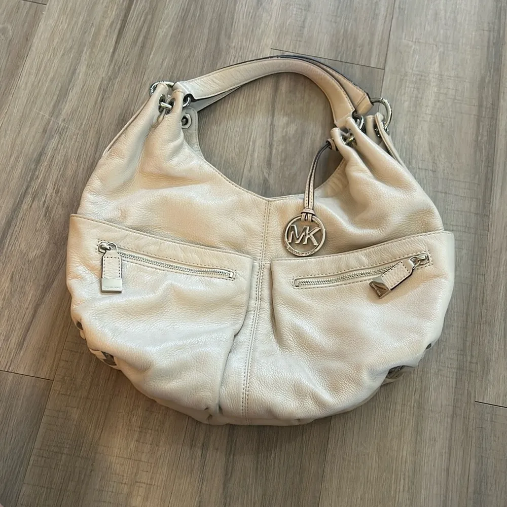 Shoulder Bag Leather Hobo Slouchy Off White Color Handbag - Image 2