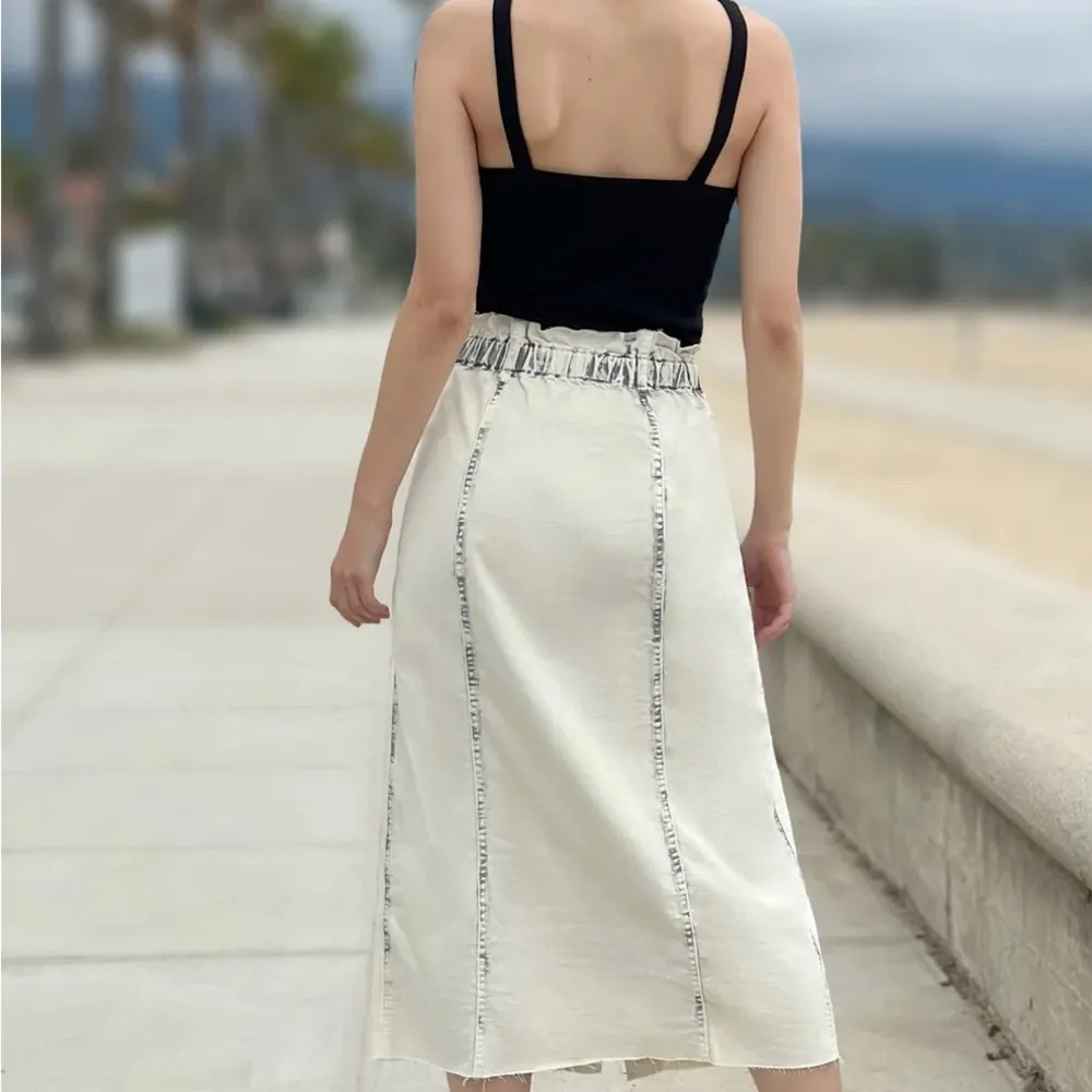 Wash Lab | Sally Button Front Skirt Grey Wash Midi Denim Size 31 Gray - Image 2