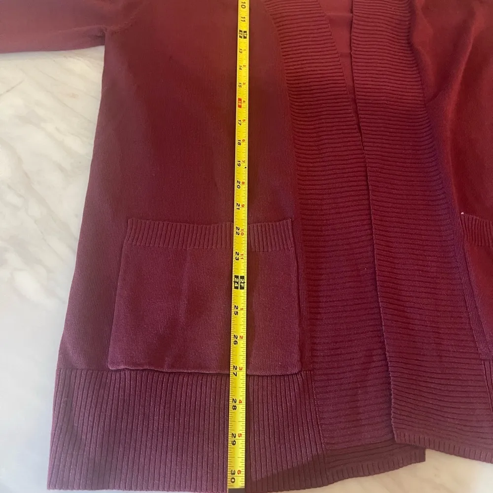 Cielo NWT Women’s Plus Size 2XL Burgundy Open Front Cardigan Front Pockets Knit Red - Image 8