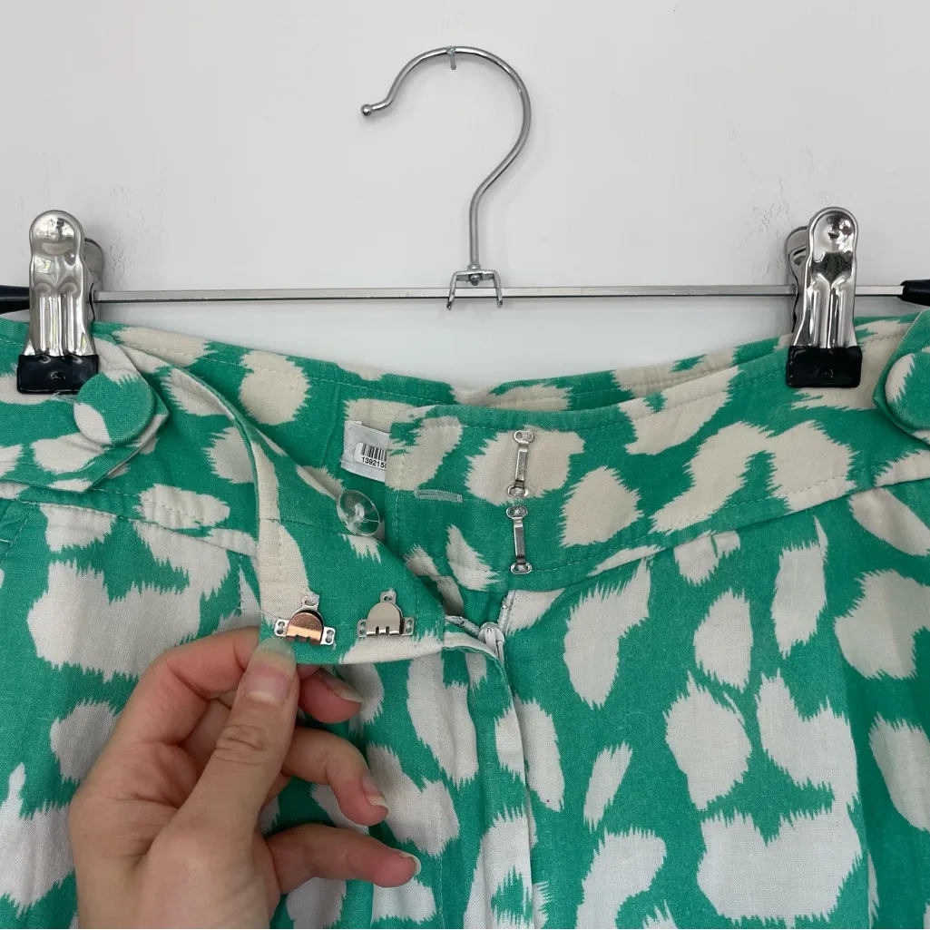 Milly Green and White Patterned Shorts - Image 2
