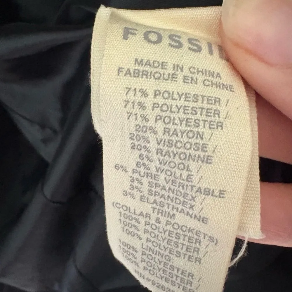 FOSSIL Blazer Womens Size 0 US Black Single Button Satin Lapel Professional Chic - Image 5