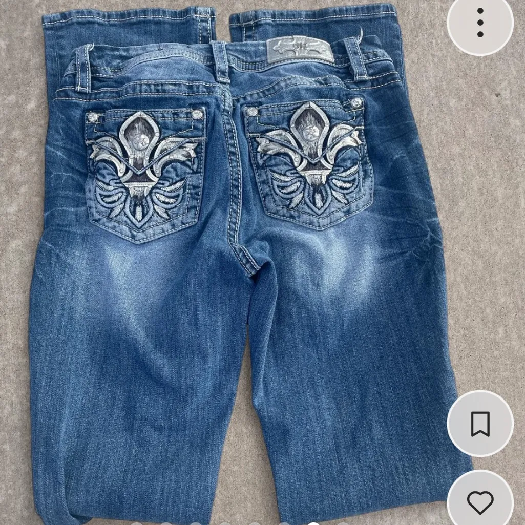 Miss Me Dark Blue Boot Cut Jeans with Silver Embellishments - Image 8