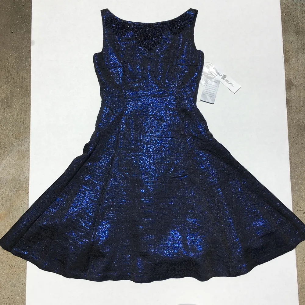 Maggy London Beaded metallic brocade dress… - Image 8