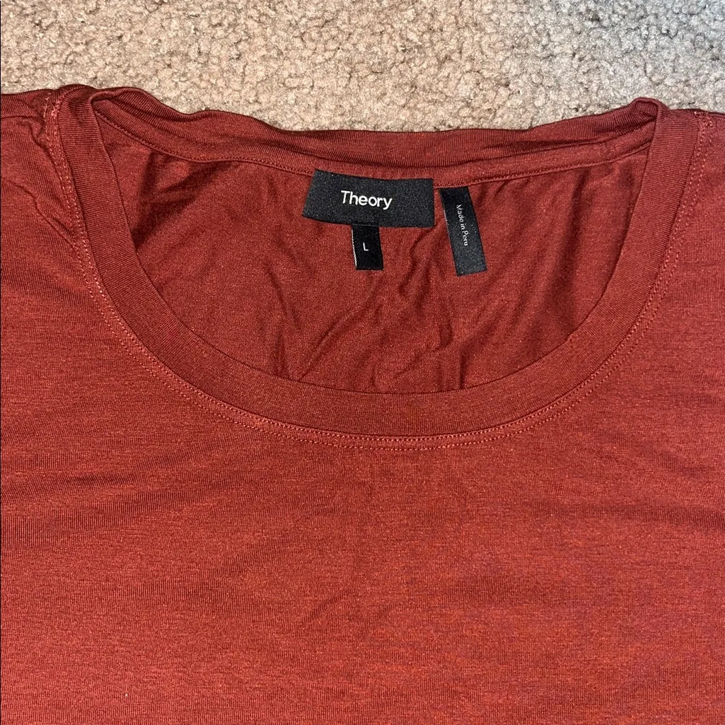 Theory Cherryal Modal‎ Jersey Short Sleeve Maxi Shirtdress Clay Large - Image 7