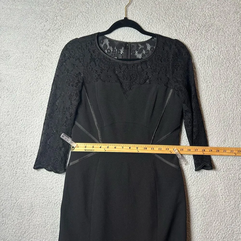 Adrianna Papell Dress Womens 4 Black Structured Lace Evening Dress Formal‎ Event - Image 7