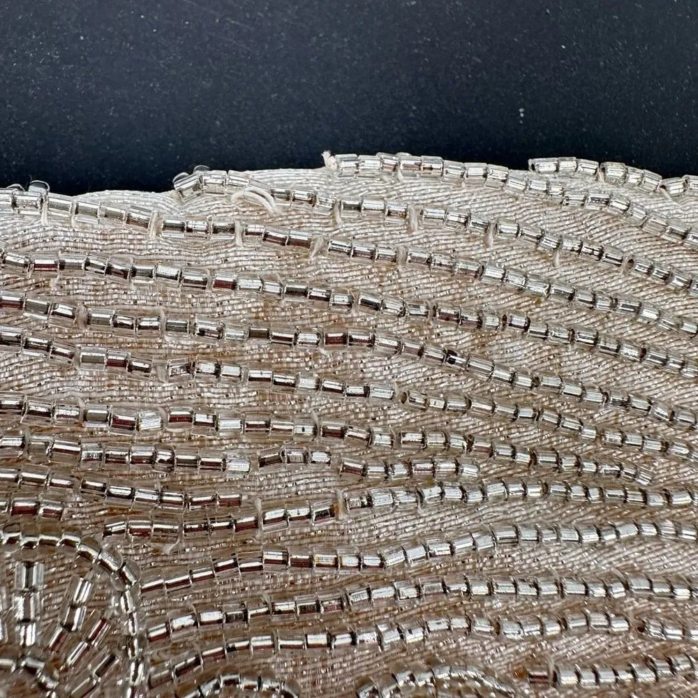 Vintage La Regale Womens Floral Beaded Crossbody Clutch Purse Bag White Cocktail - Image 10