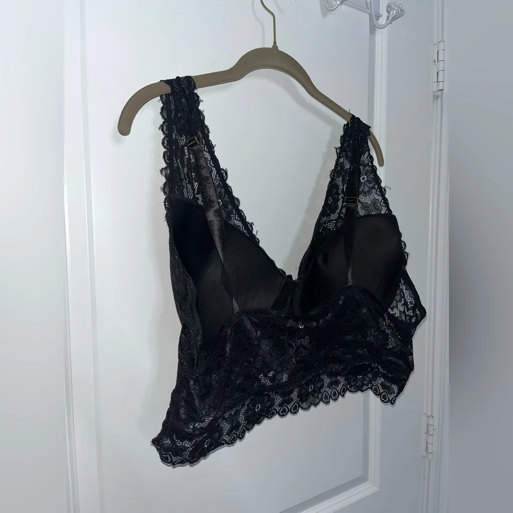 Daisy Fuentes Black Lace Dainty Babydoll Floral Whimsigoth Victorian Bralette 2X - Image 5