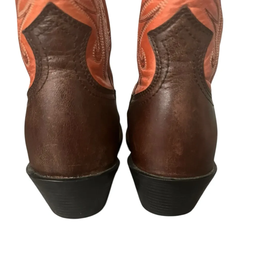 ARIAT Brown & Burnt Orange Leather Cowboy  Boots Women’s Size 10 B Style #15821 - Image 6