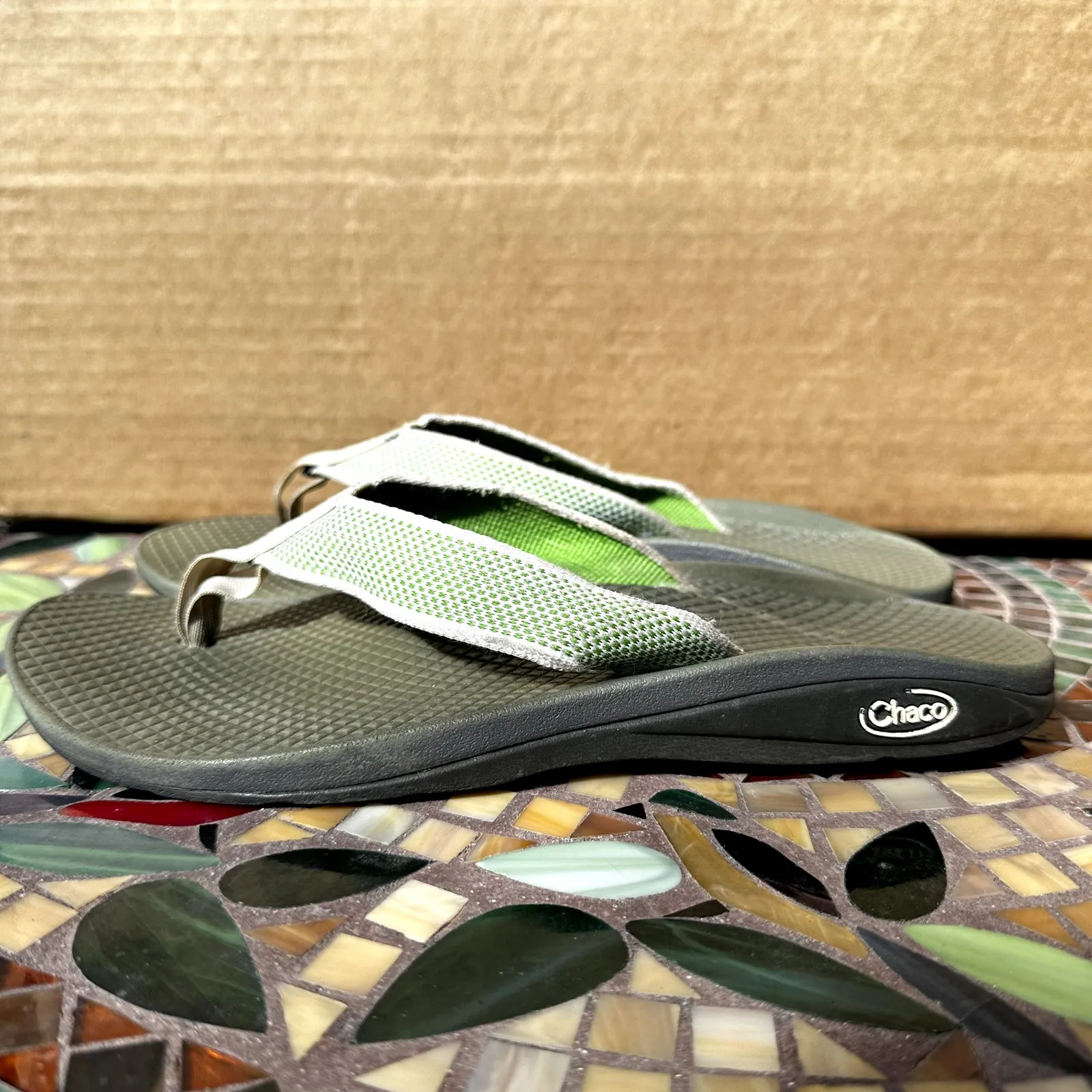 Chaco Classic Flip Flop Thong Luvseat EcoTread Slides Slip On Green Black 7 - Image 3