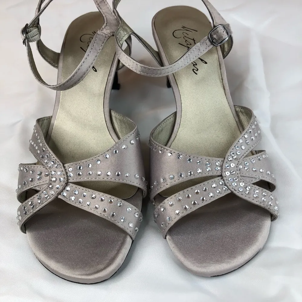 Metaphor Silver Gray Strap Sandal with Rhinestones - Image 4