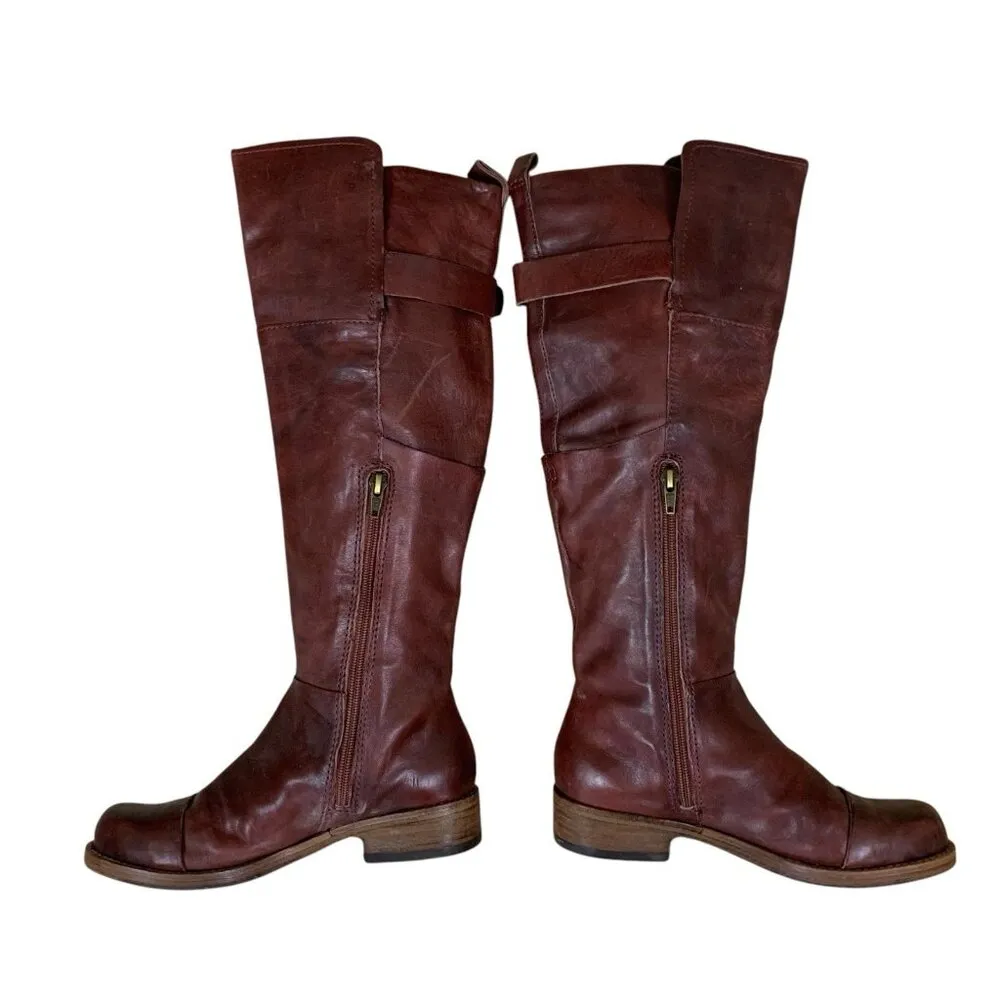 Belle Sigerson Morrison Leather Knee High Riding Boots Buckle Strap Equestrian 6 Brown - Image 11