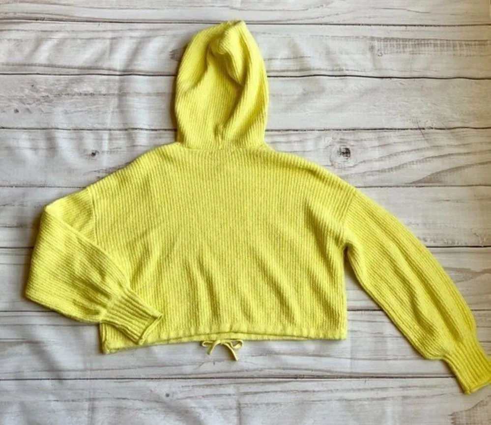 American Eagle Lemon Yellow Oversize Crop Hooded Sweater Size XS - Image 8