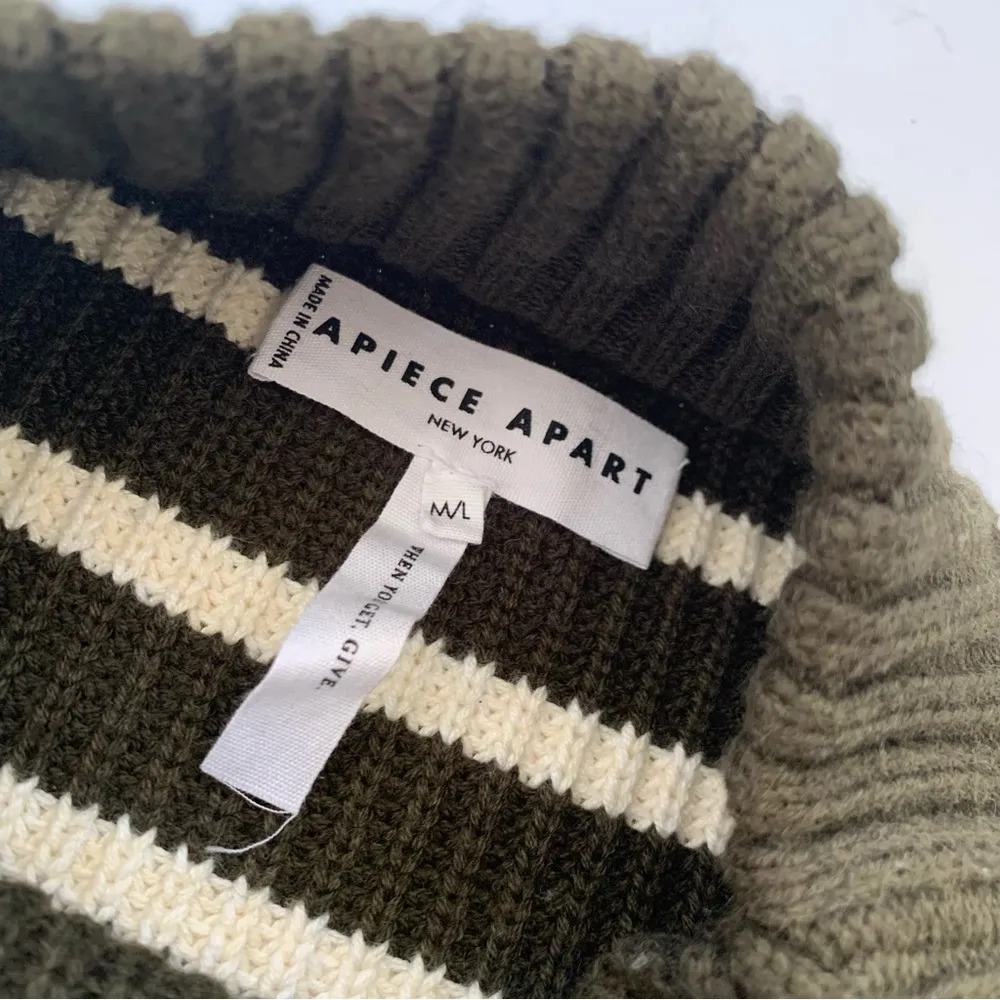 Apiece Apart Carolina Olive Stripes Eco Organic Cotton Pullover Sweater M/L NWT - Image 9