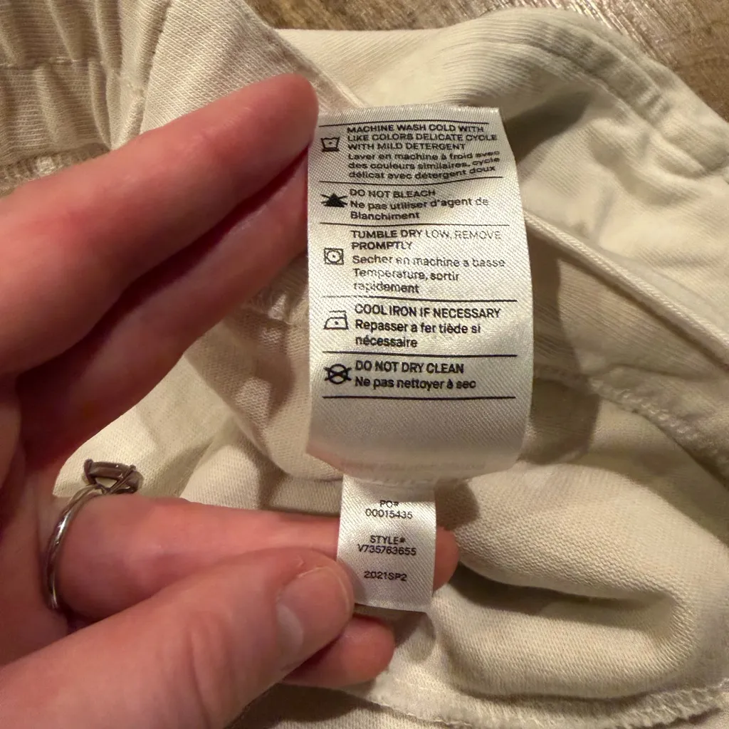 Vince Cropped Elastic Waist Cream Relaxed-Fit Trousers Pants XL Cotton - Image 6