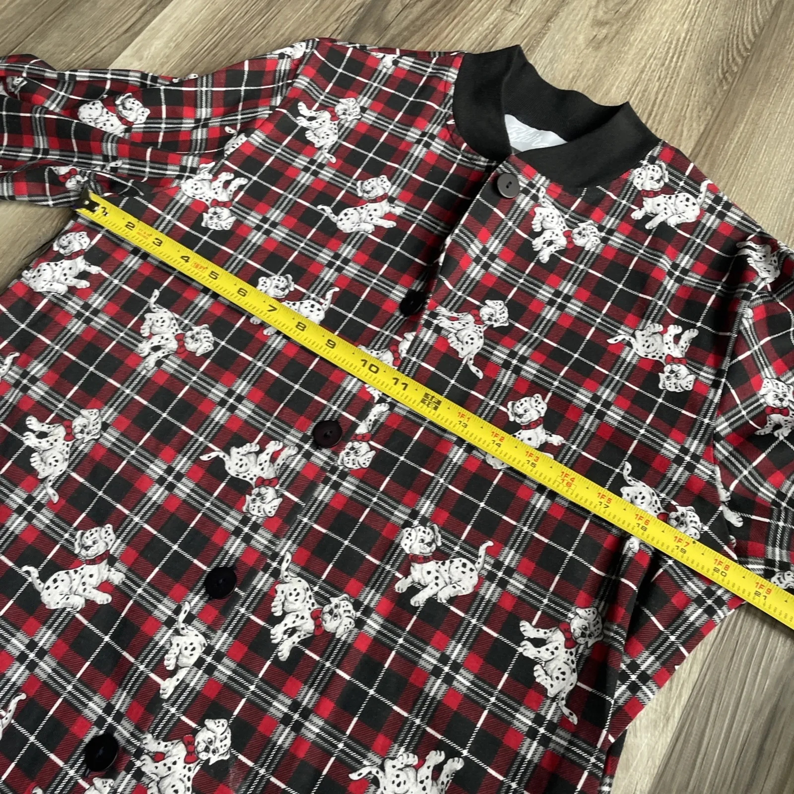 Vintage‎ Blair Dalmatian Puppy Button Front Mumu Long Sleeve Dress Sz L/XL Night - Image 3