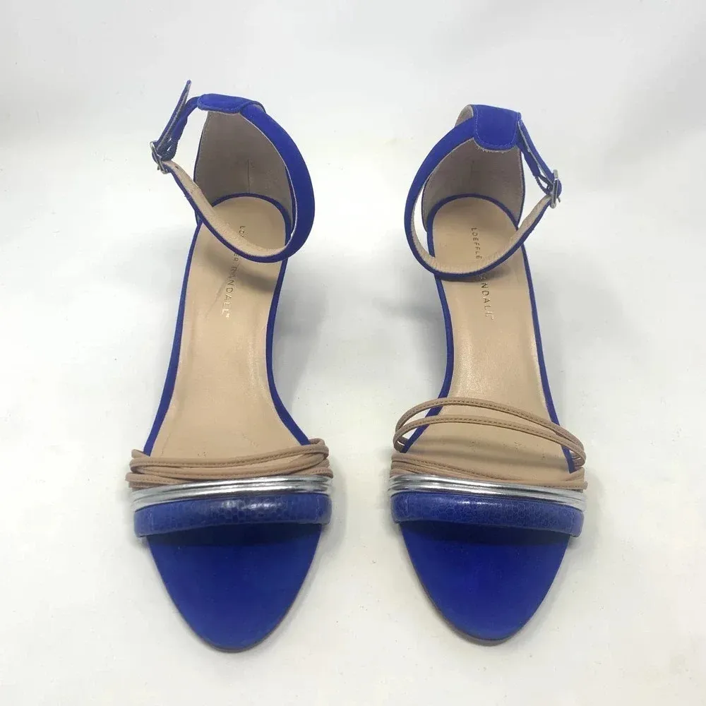 Loeffler Randall Addie Strappy Demi-Wedge Sandal Cobalt Blue Size US 10 - Image 3