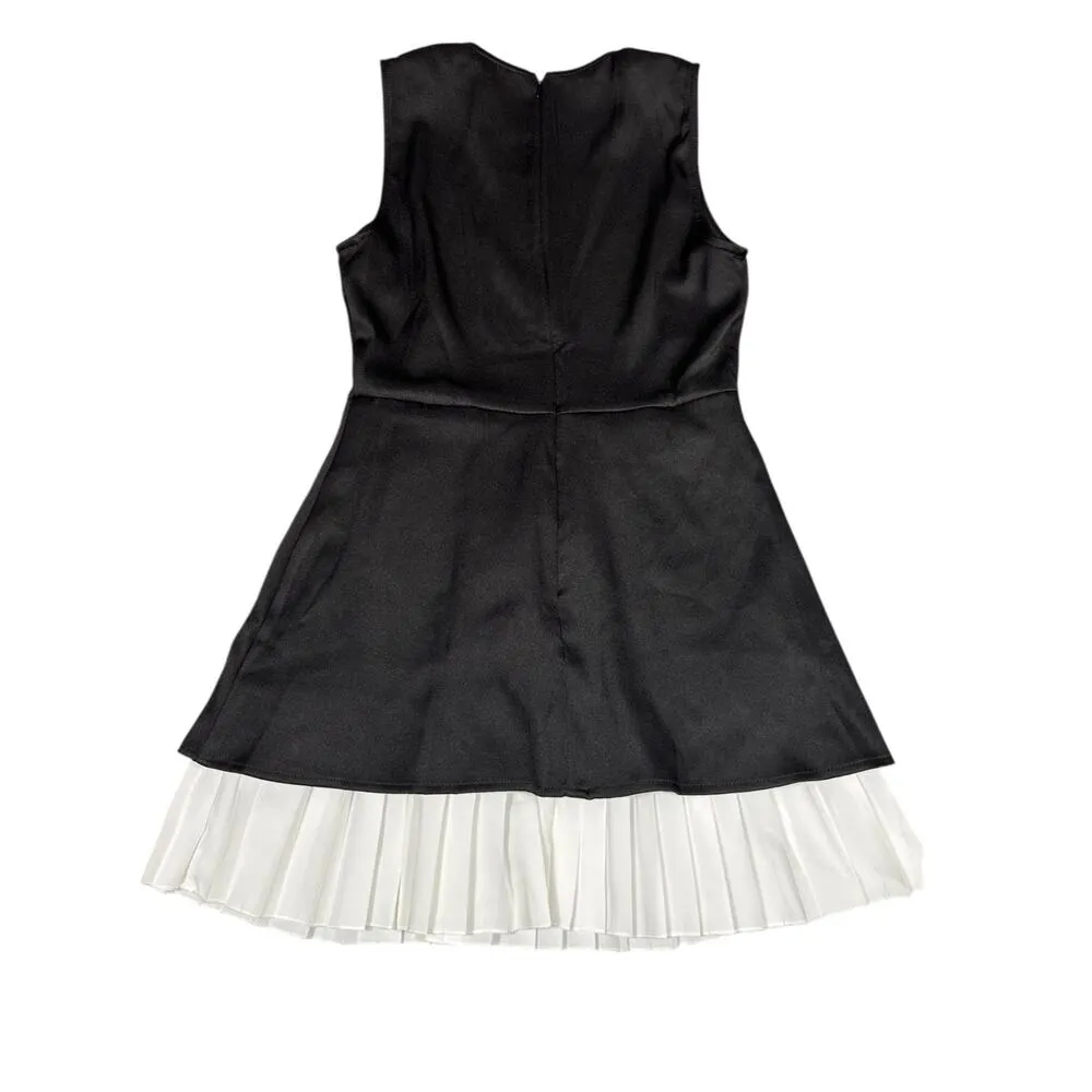 RIHOAS Black Sleeveless Dress with White Pleated Hem Size Small NWT - Image 6