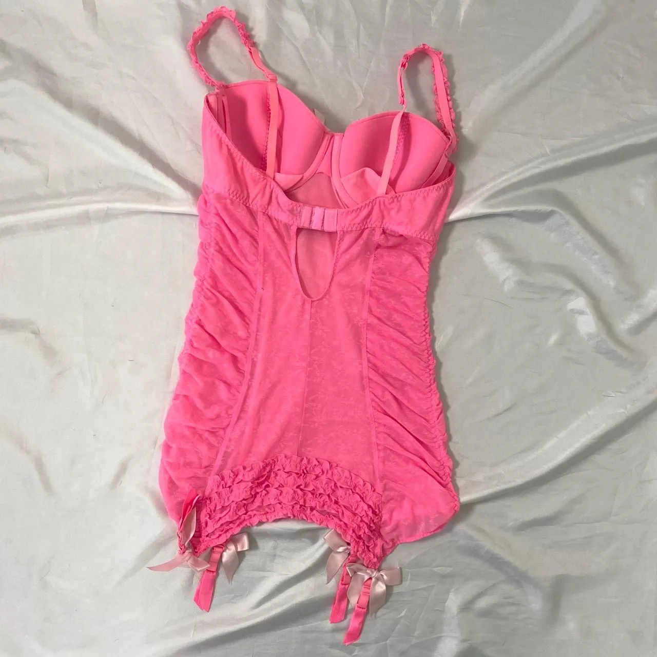 Victoria's Secret Early 2000's Sexy Coquette Pink Lace Lingerie Slip Dress 36 C - Image 6