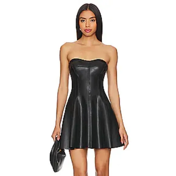 NWOT RARE BOULEE Vegan Leather Hailey Mini Dress — Midnight - Image 8