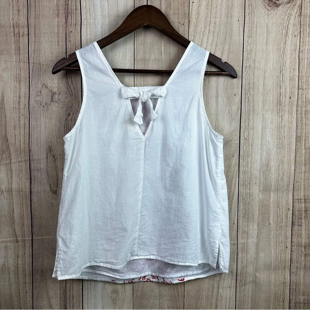 Maison Jules White Tank Top with Red Embroidery - Image 5