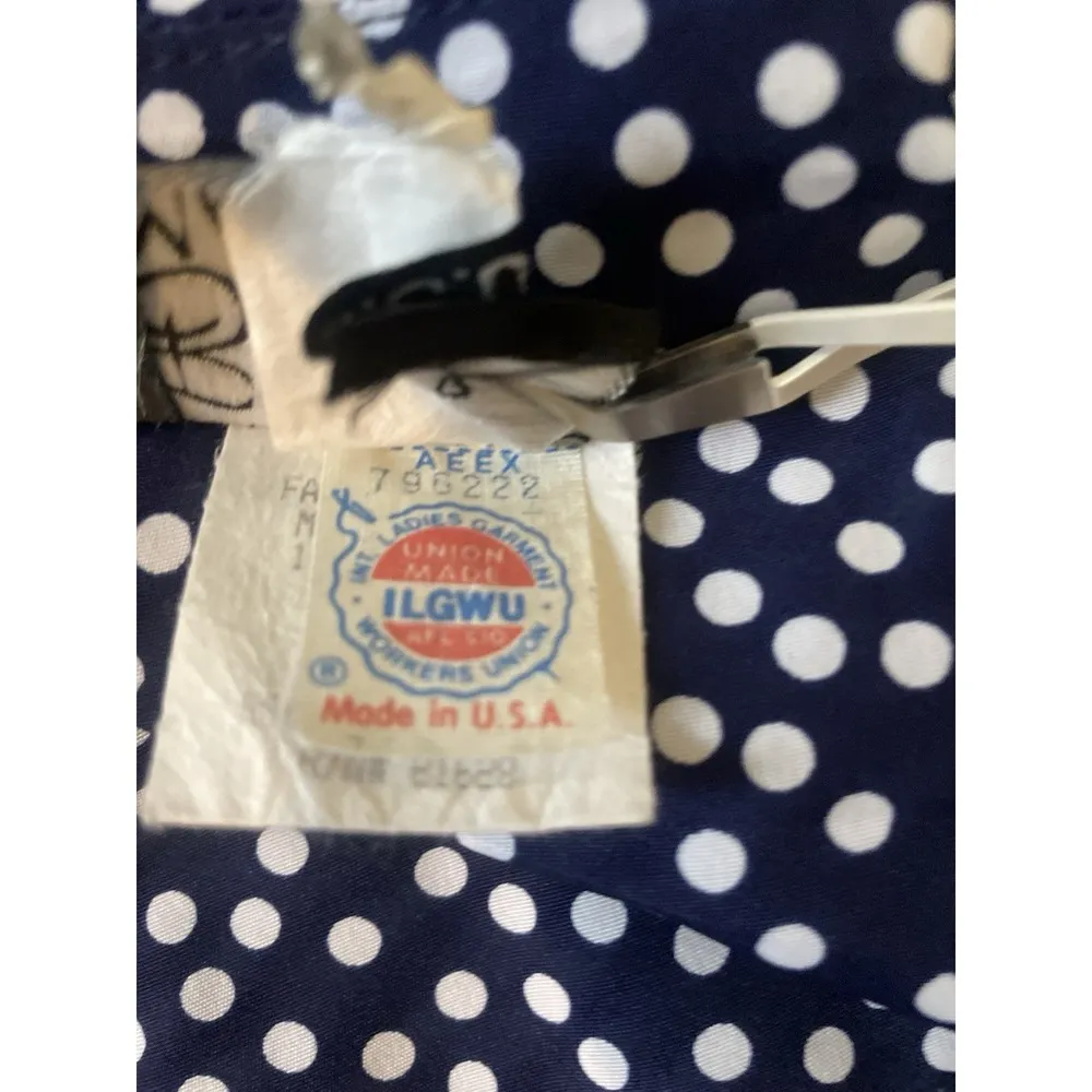 Vintage Breli Originals Navy Blue Polka Dot Dress ILGWU Union Made Dress Size 12 - Image 11