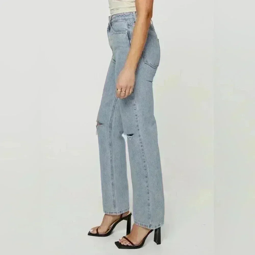 Princess Polly Holland Ripped High Waist Straight Leg‎ Jeans Size US 10 - Image 8